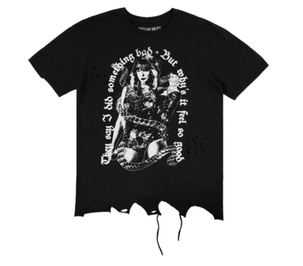 Taylor Swift Something Bad Black Reputation Distressed Cotton Shirt Sz S N